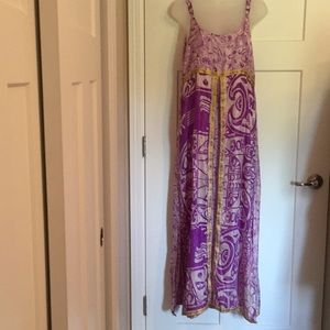 Batik print with Gold trim Maxi in Silk